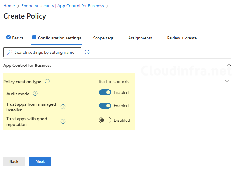 Creating App Control Policy using Built-in Controls