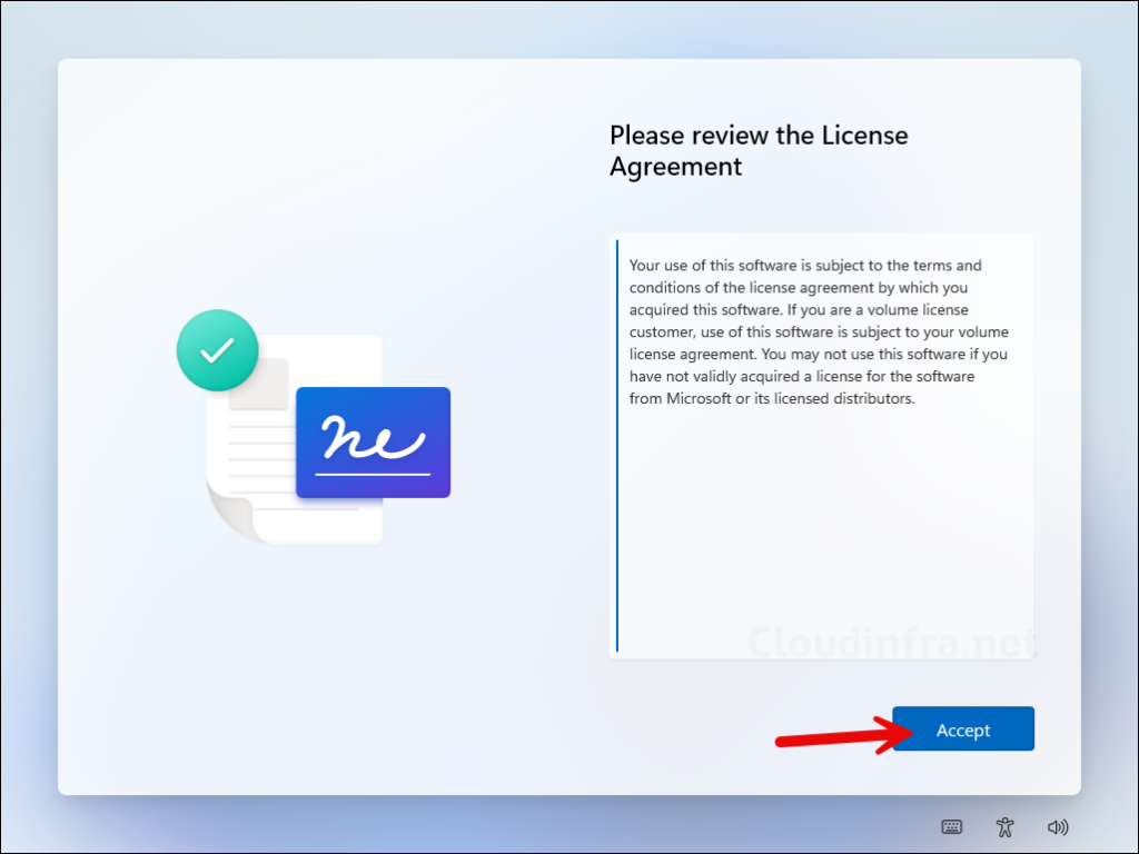 Review license agreement OOBE screen