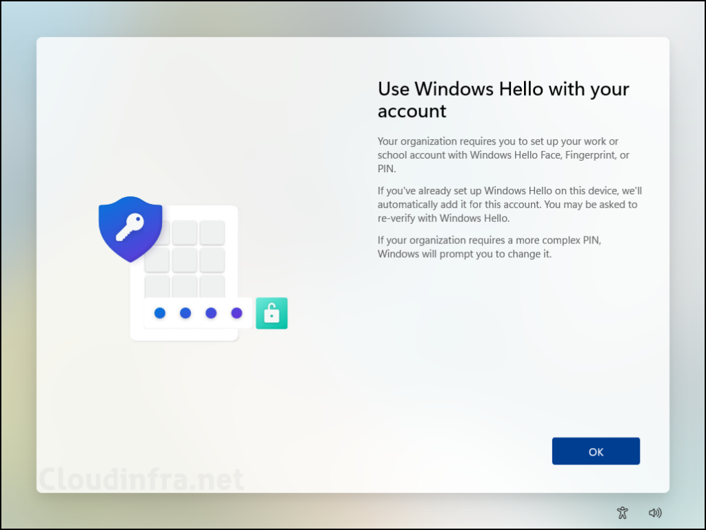 Use Windows Hello with your account screen