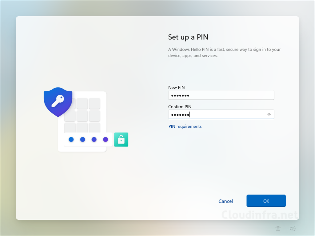 Set up PIN for Windows Hello