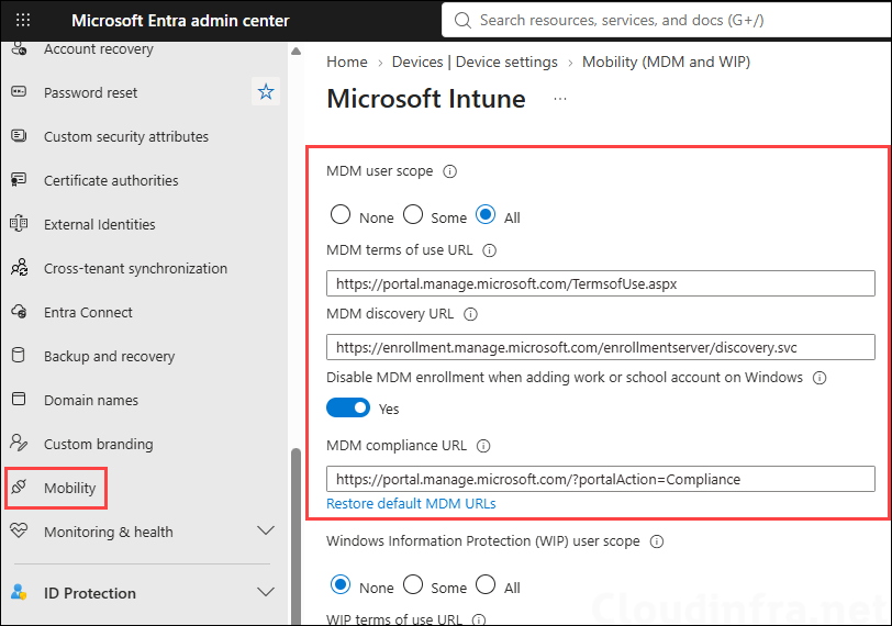 Setting MDM user scope for autopilot device preparation