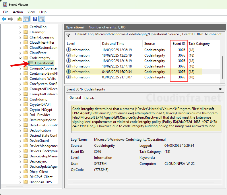 App control Event ID 3076