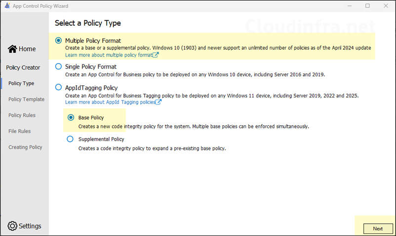 Select Multiple Policy Format