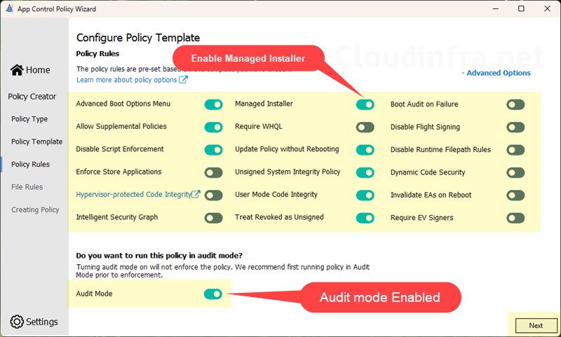 Configure Policy Template
