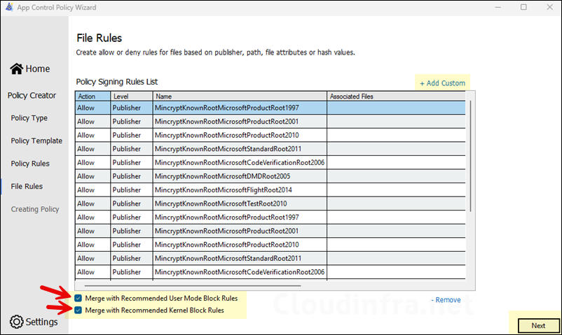Merge with Recommended User Mode Block Rules