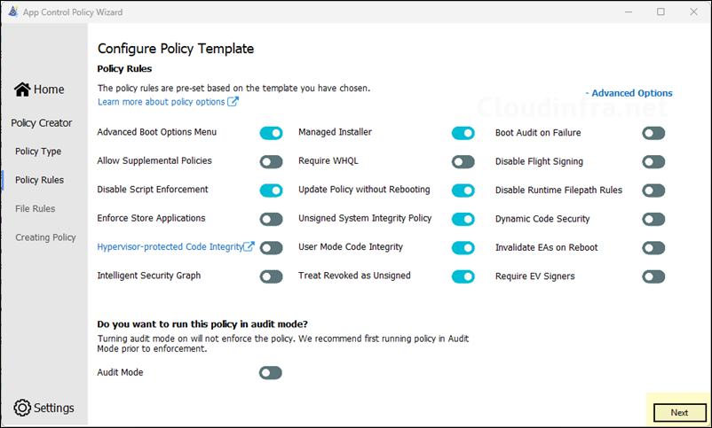 Configure Policy Template for Supplemental Policies