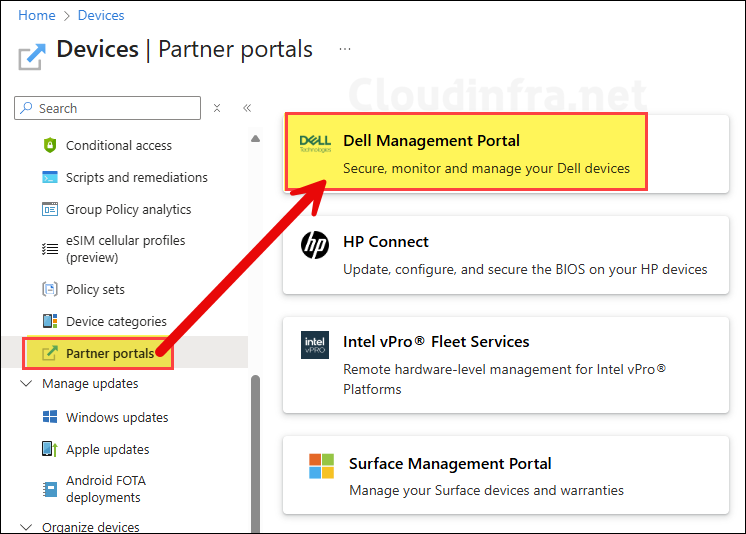Dell management portal on Intune