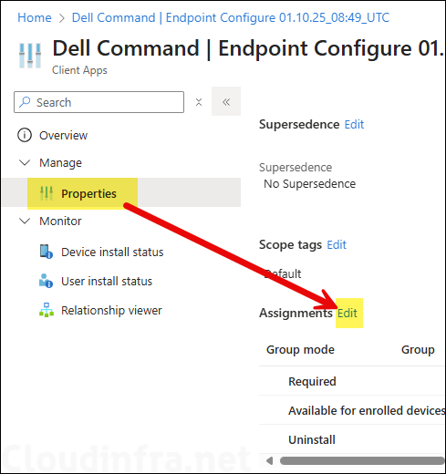 Assign Dell command app to Devices