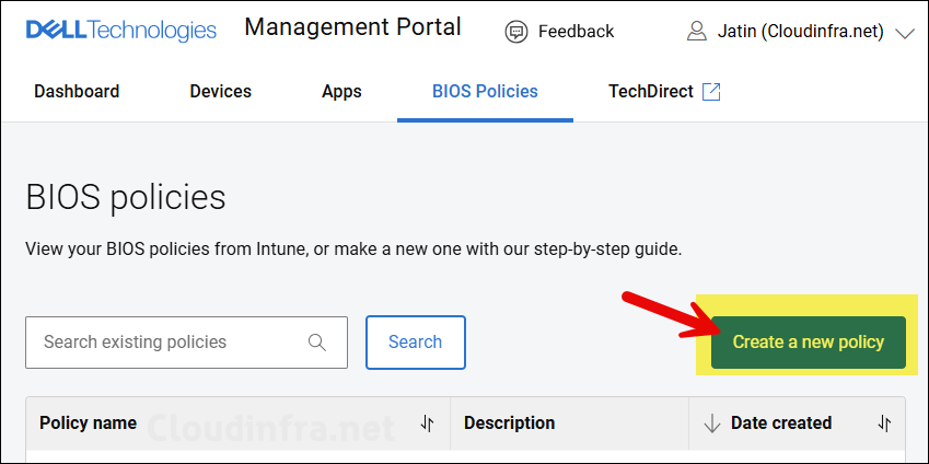 Create a New BIOS Policy on Dell management console