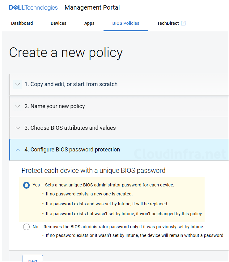 Configure BIOS password protection