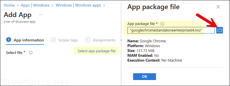 Create Intune App Deployment for Chrome