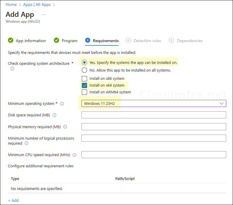 Requirements tab for Remote help App