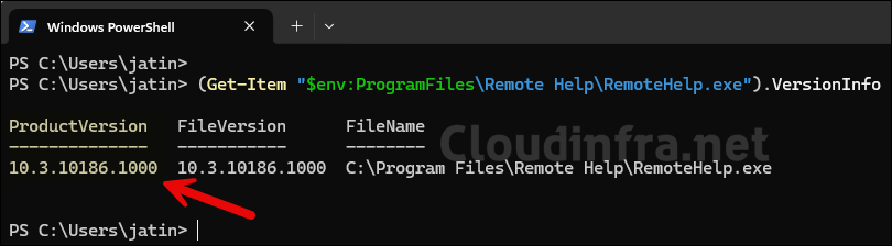 Find Remote help app version using PowerShell