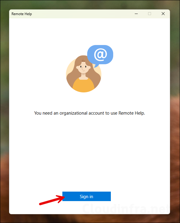 Remote help app asking to Sign in
