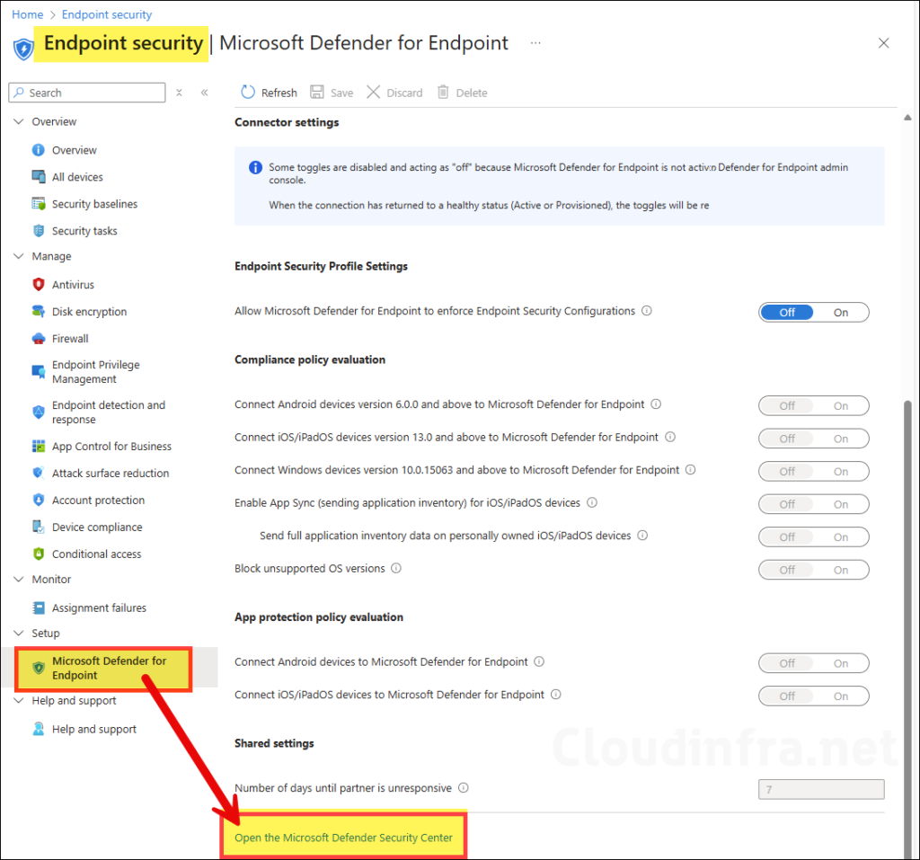 Create a Service-to-Service Connection  Intune and Defender