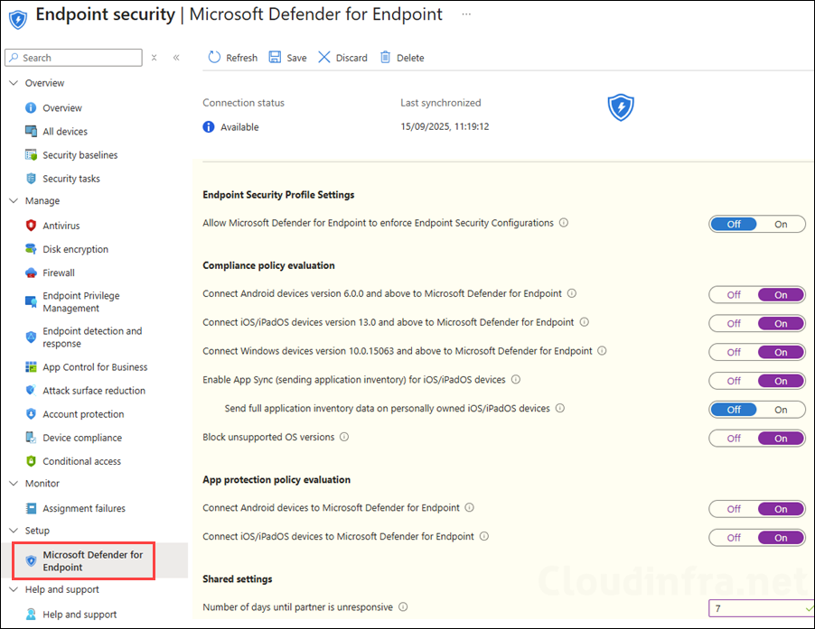Configure Defender for Endpoint Settings on Intune