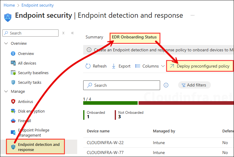 Create an EDR Policy to Onboard Windows Devices