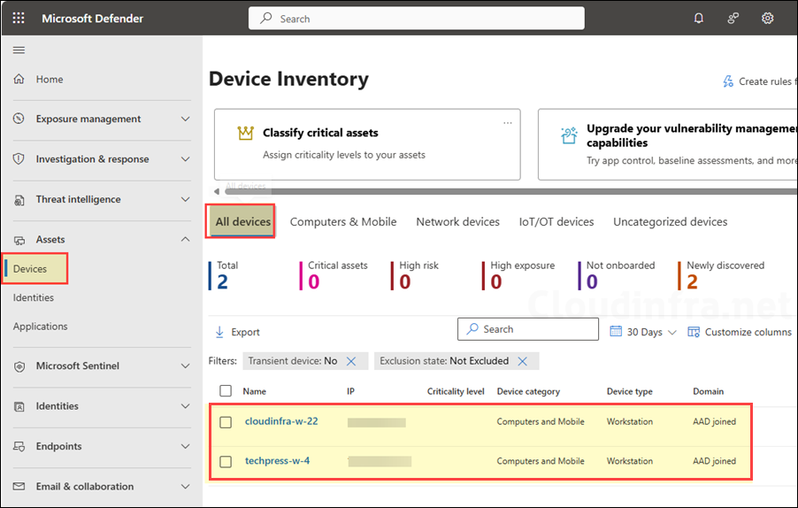 Check Device Onboarding status on Defender Portal