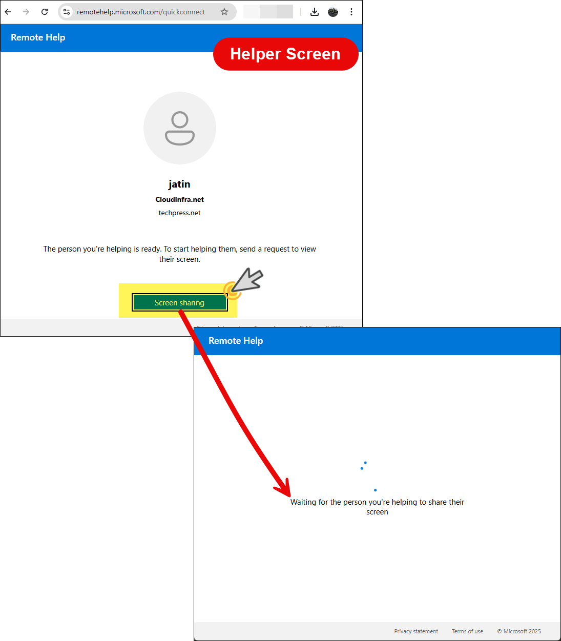 Click Screen Sharing buttoon