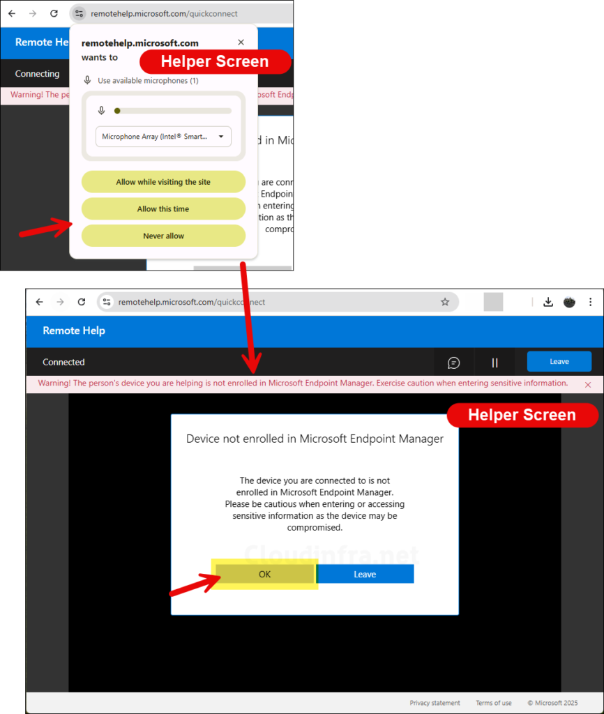 Allow or deny Microphone during remote session