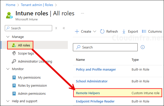 Assign Remote Helpers Custom Role