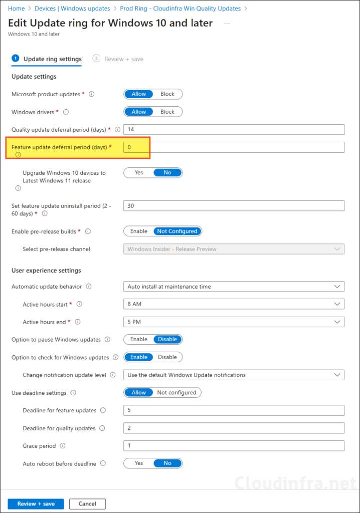 Intune Update ring policy for 25H2