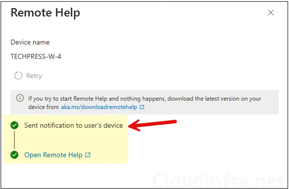 send a notification to user's device message