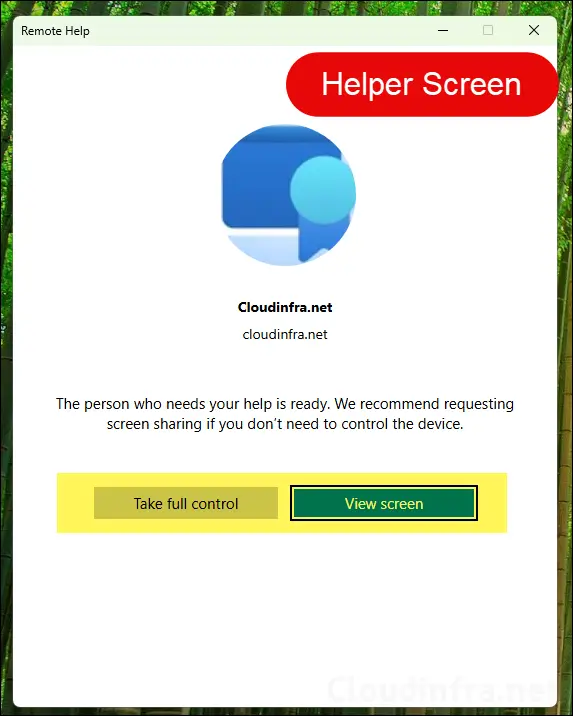 Full Control and view screen option for Helper