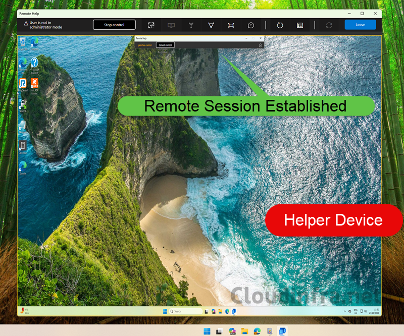 Remote Help session established via Remote Help App