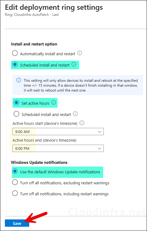 Edit Deployment ring settings in Autopatch