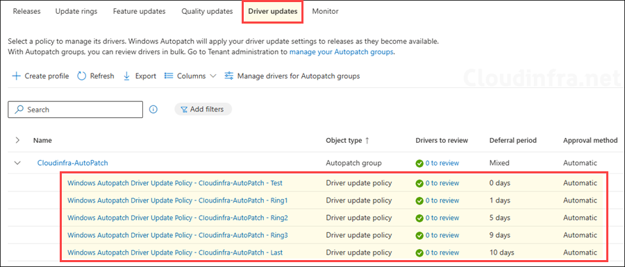 AutoPatch Driver update policies