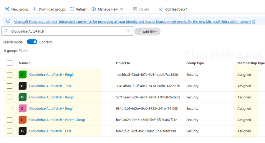 AutoPatch Entra assigned security groups