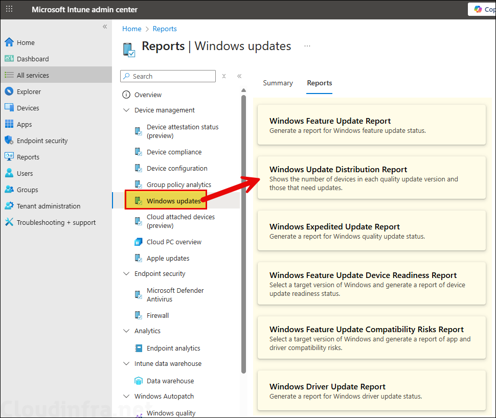 Windows Update Reports in Intune