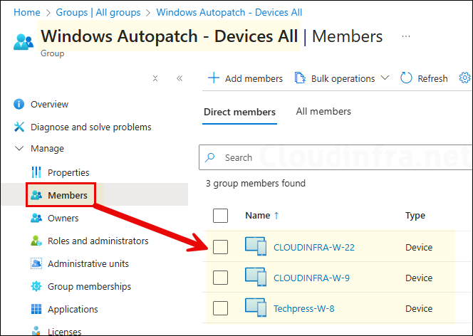 Windows Autopatch - Devices All group members