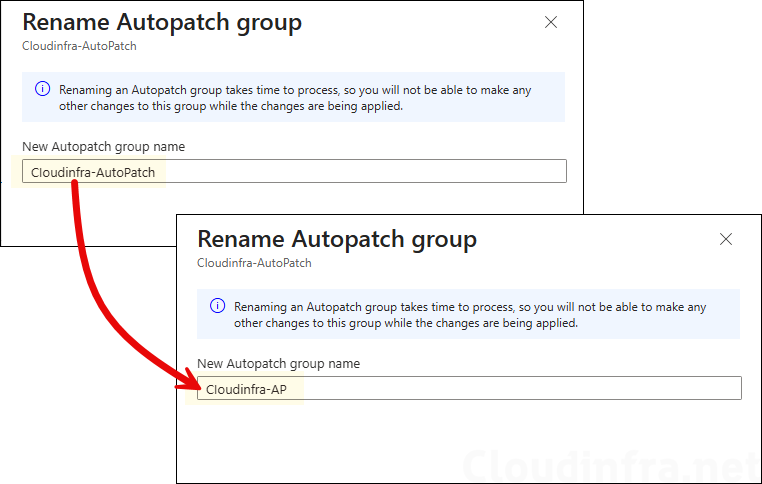 Provide a new name of Autopatch group