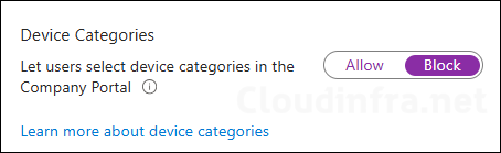 Let users select device categories in the Company Portal