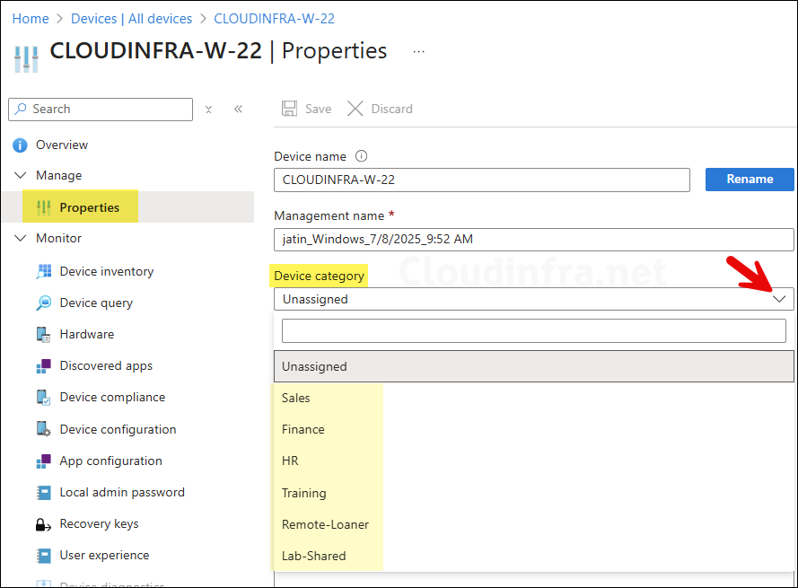Assign Device Categories