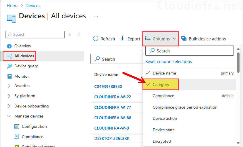 View and Export Category Info of All Devices