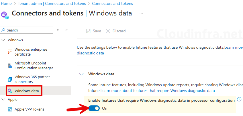 Enable features that require Windows diagnostic data in processor configuration