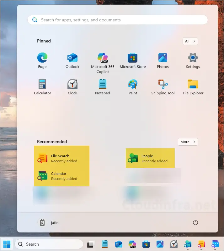Microsoft 365 Companion apps Start menu Icons