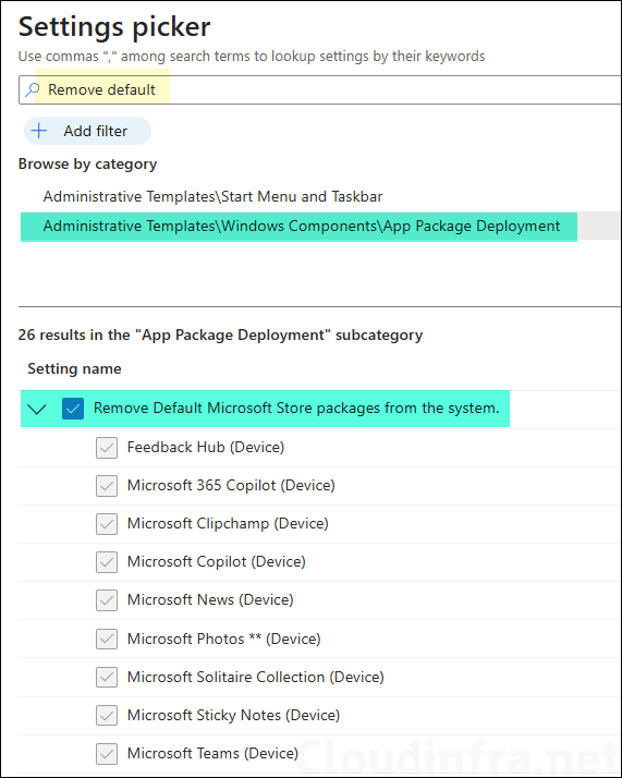 Remove Default Microsoft Store packages from system