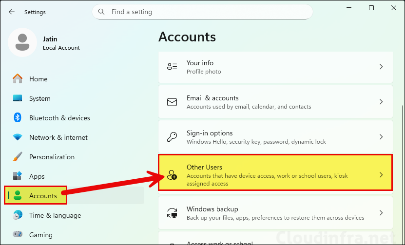 Go to Settings for setting up Kiosk profile on windows 11