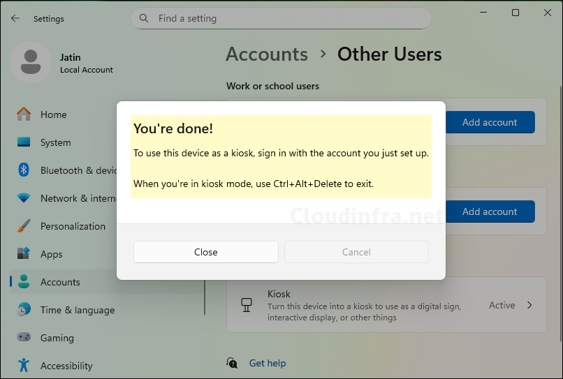 Kiosk profile setup complete