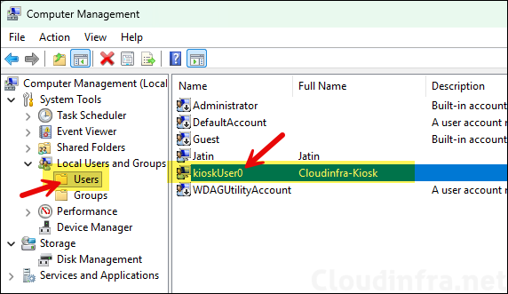kioskUser0 account created