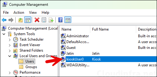 kioskUser0 user account