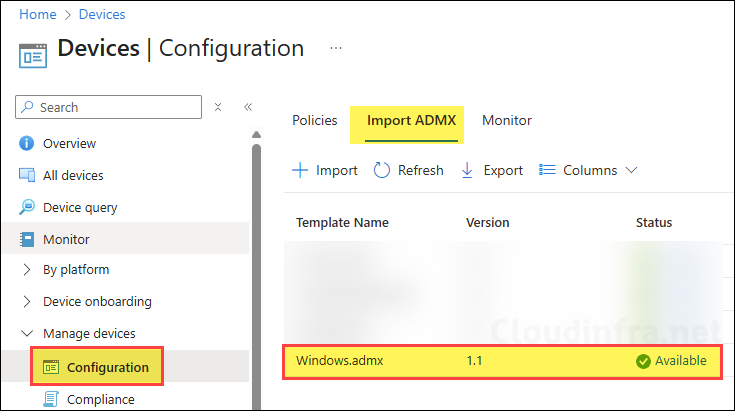 windows.admx file imported successfully