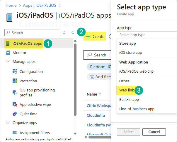 Web Link App deployment for iOS/iPadOS