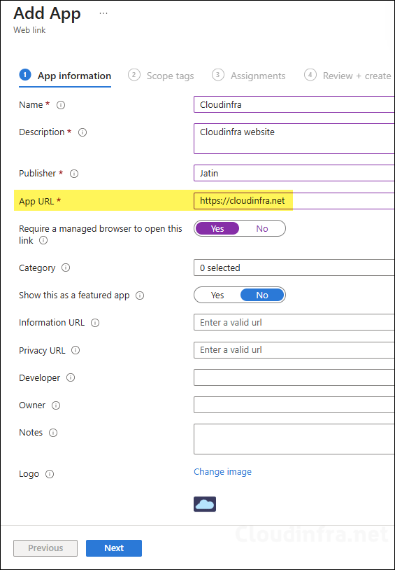Web Link App deployment for iOS/iPadOS