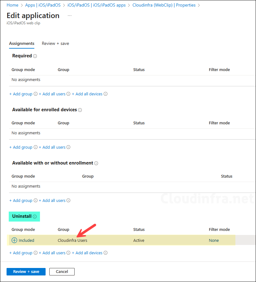 Uninstalling Web App from iOS Devices using Intune