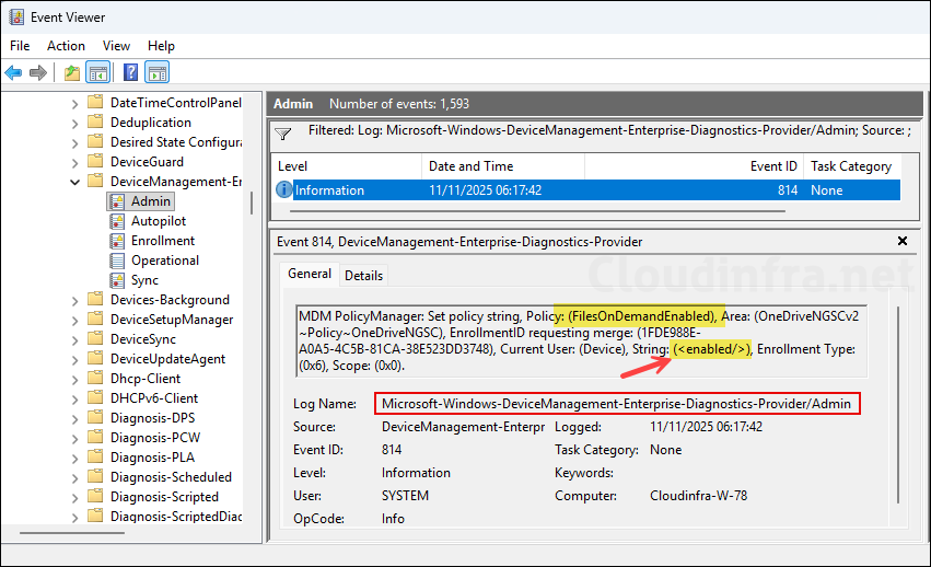 FilesOnDemandEnabled event viewer